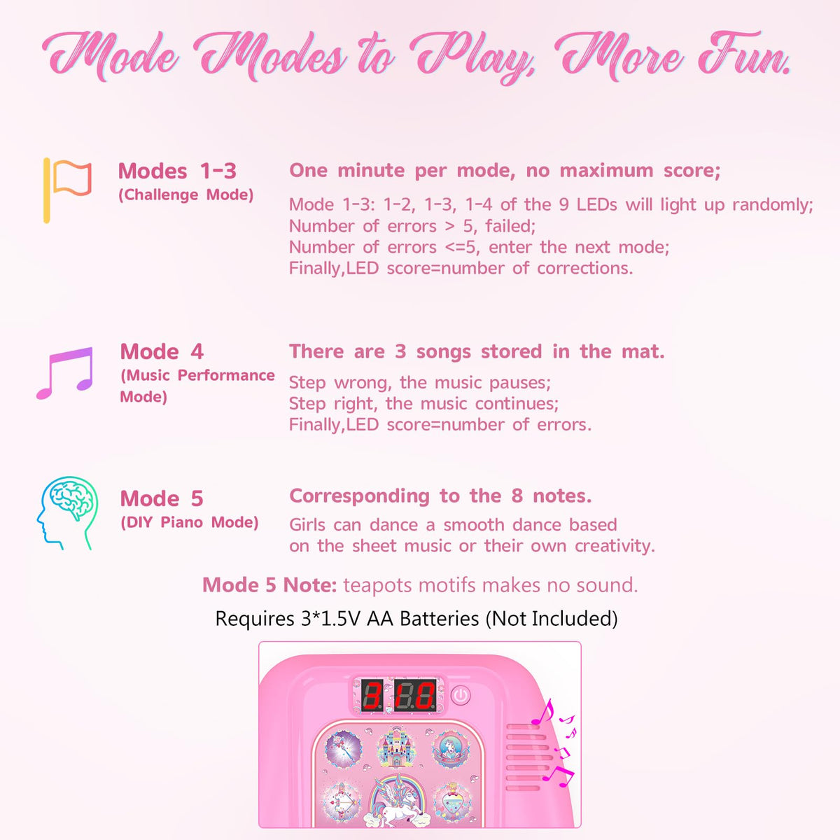 GirlsHome Dance Mat DIY piano mode invites creativity and self-expression.