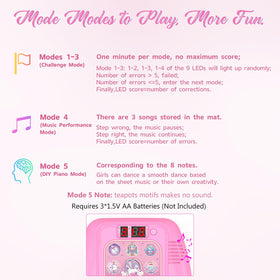 GirlsHome Dance Mat DIY piano mode invites creativity and self-expression.