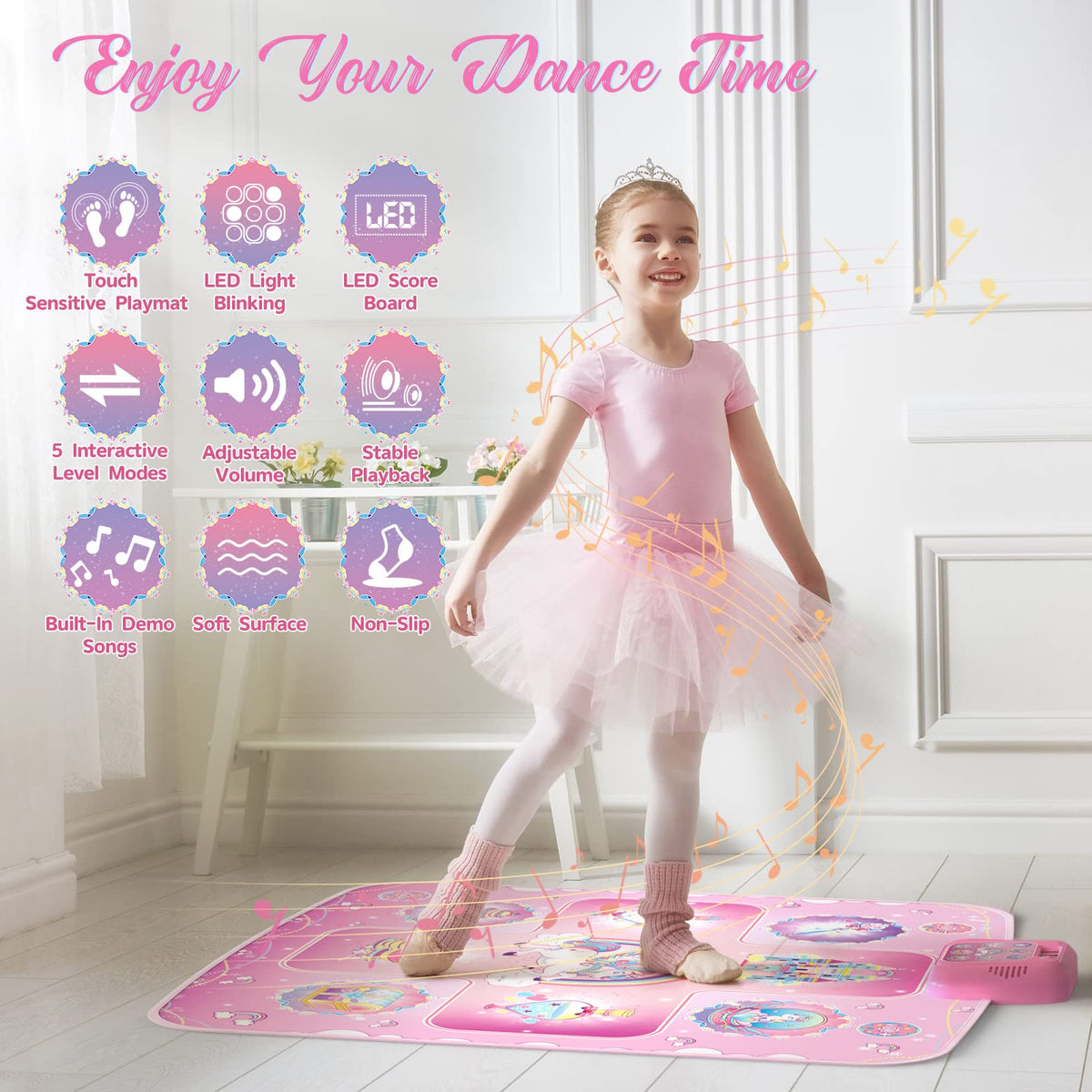 GirlsHome Dance Mat surface is waterproof and easy to clean after energy-filled sessions.
