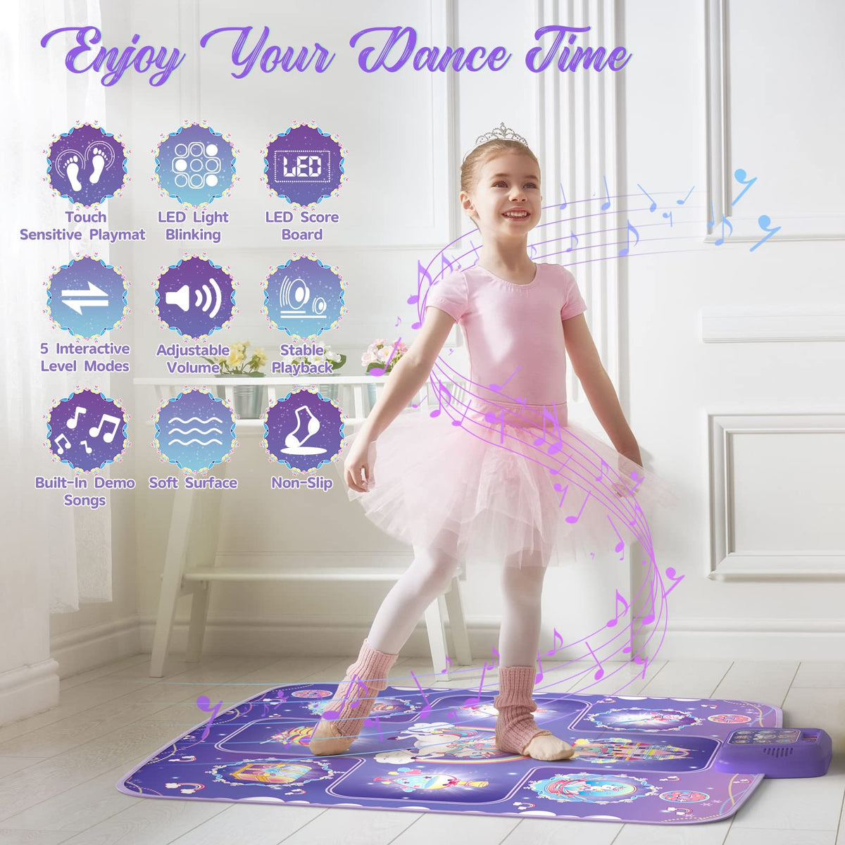 GirlsHome Unicorn Dance Mat made from tear-resistant, durable material