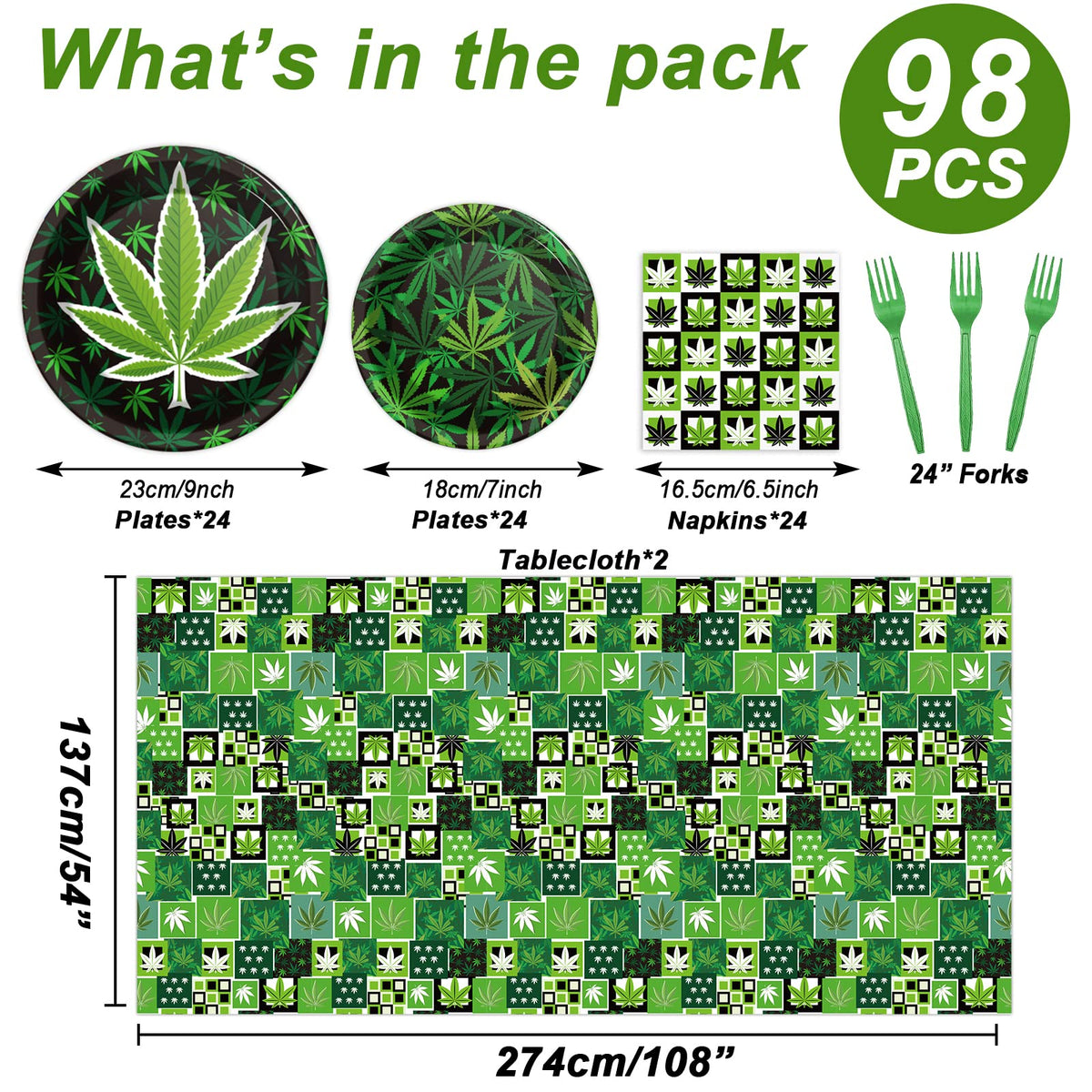 Gisgfim pot leaves plates 9-inch showcase bold pattern and sturdy disposable convenience