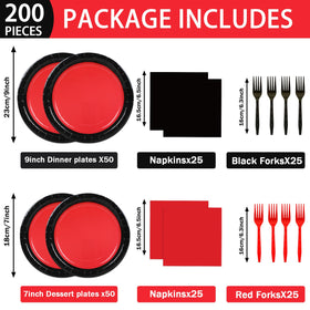 gisgfim red-black dessert plates 7 inch ideal for sweet treats at parties