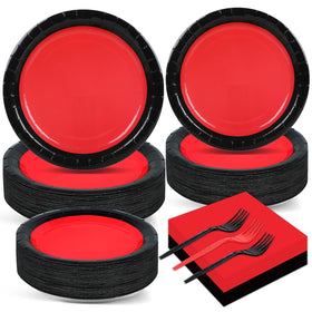 gisgfim red-black dinner plates 9 inch for bold birthday table styling