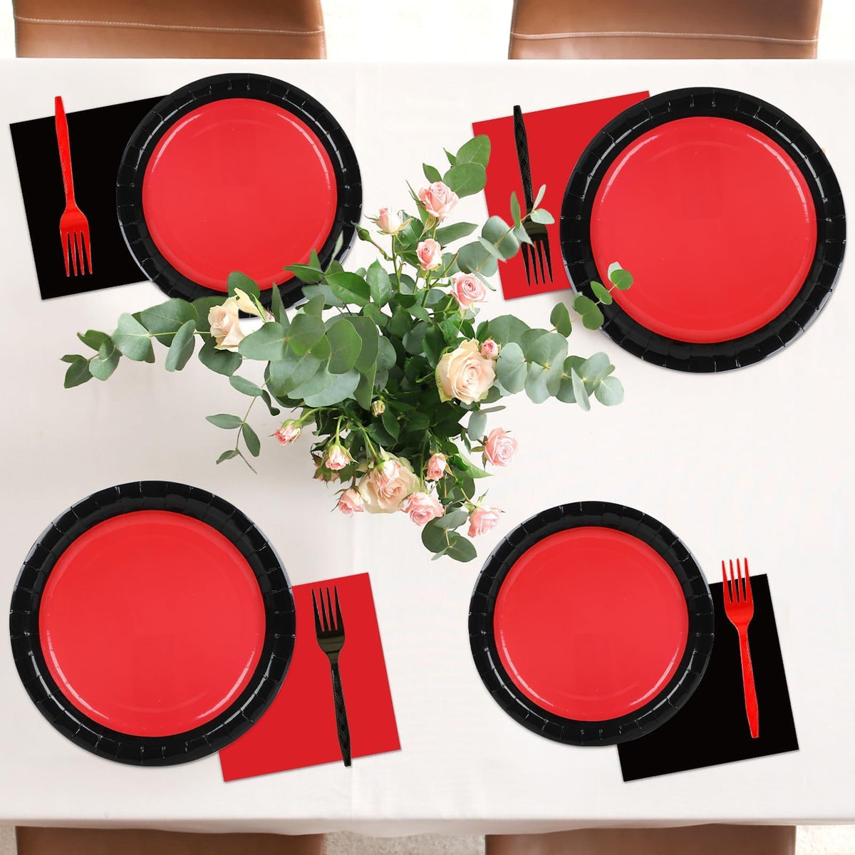 gisgfim red-black party tableware set cohesive theme for events