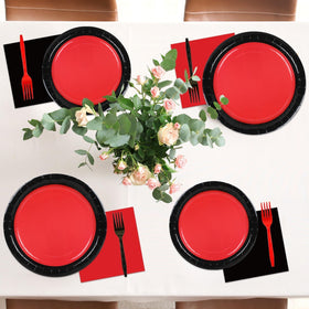 gisgfim red-black party tableware set cohesive theme for events