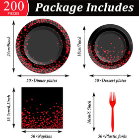 gisgfim red-dot on black 7-inch plates for stylish dessert service