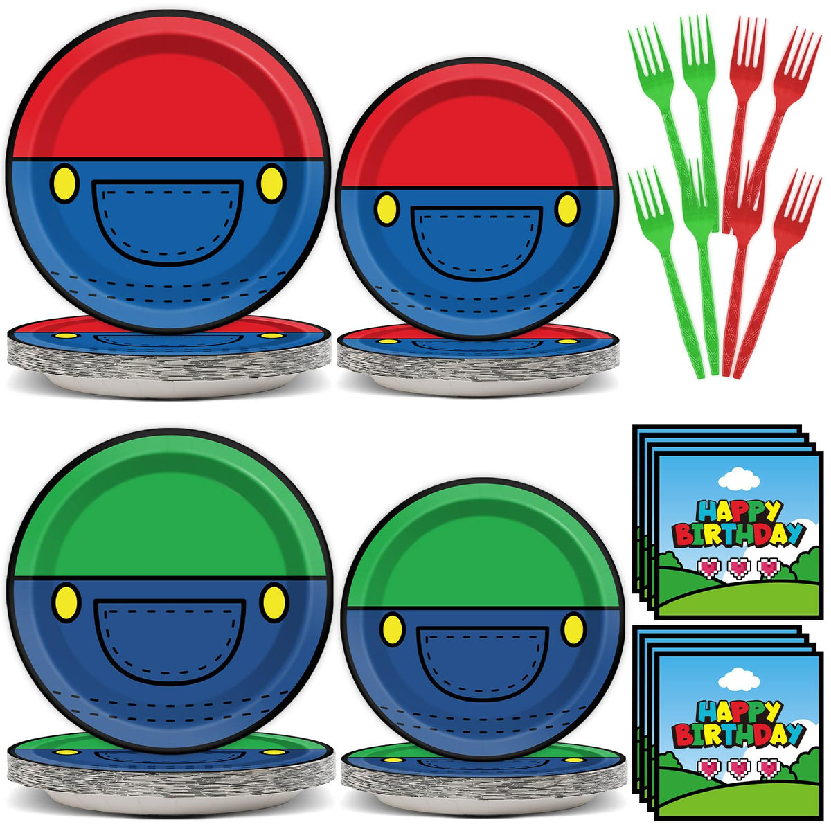 gisgfim Super Brother 9-inch plates with vibrant design for festive meals.