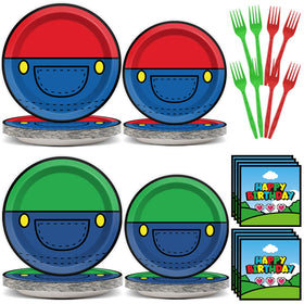 gisgfim Super Brother 9-inch plates with vibrant design for festive meals.