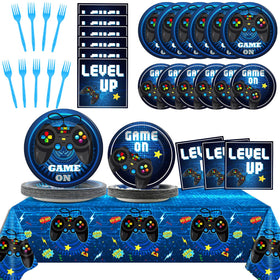 Gisgfim video game plates 9inch design enhances party table setting.