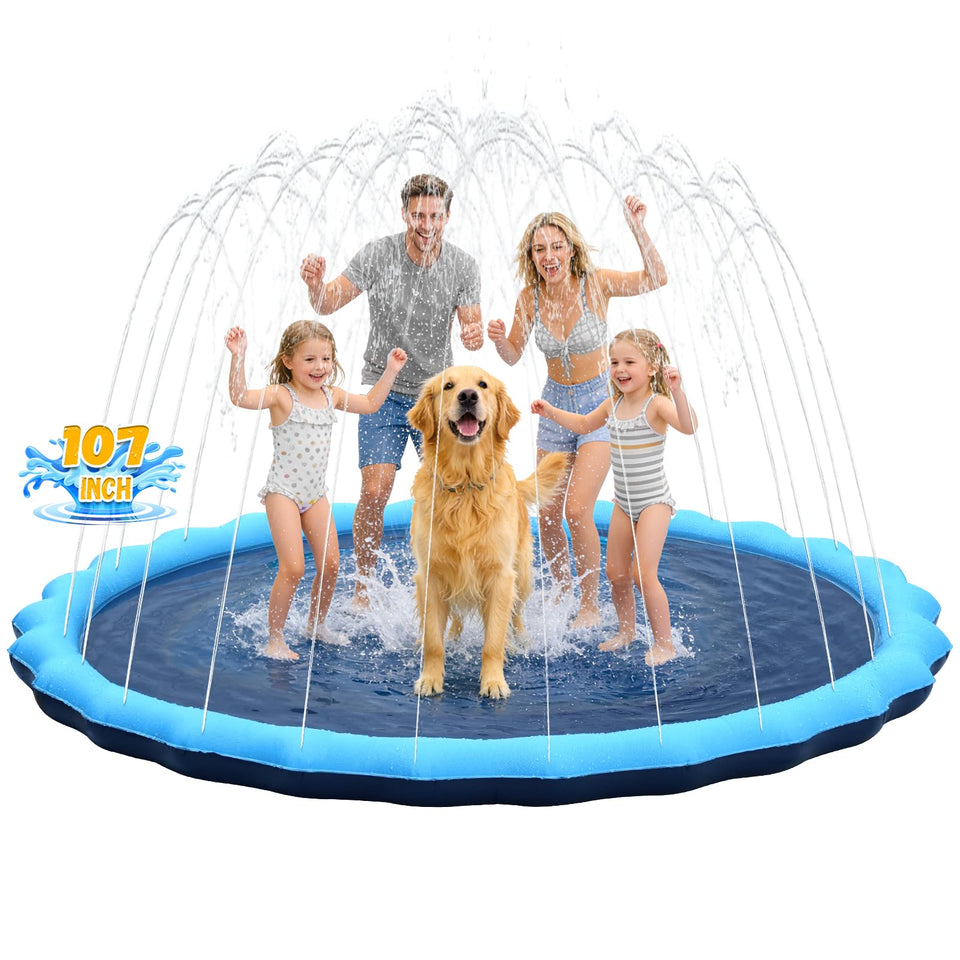 Giveuplay 107inch splash pad: kids playing safely on a spacious backyard surface.