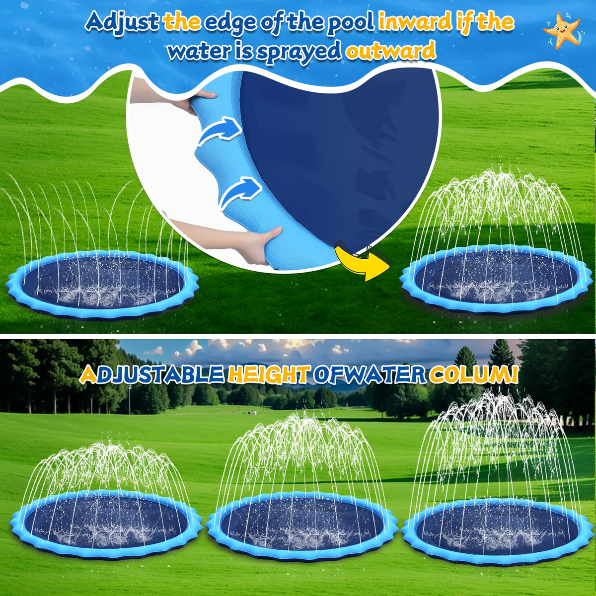 Giveuplay 107inch splash pad: thickened PVC construction for extra durability.