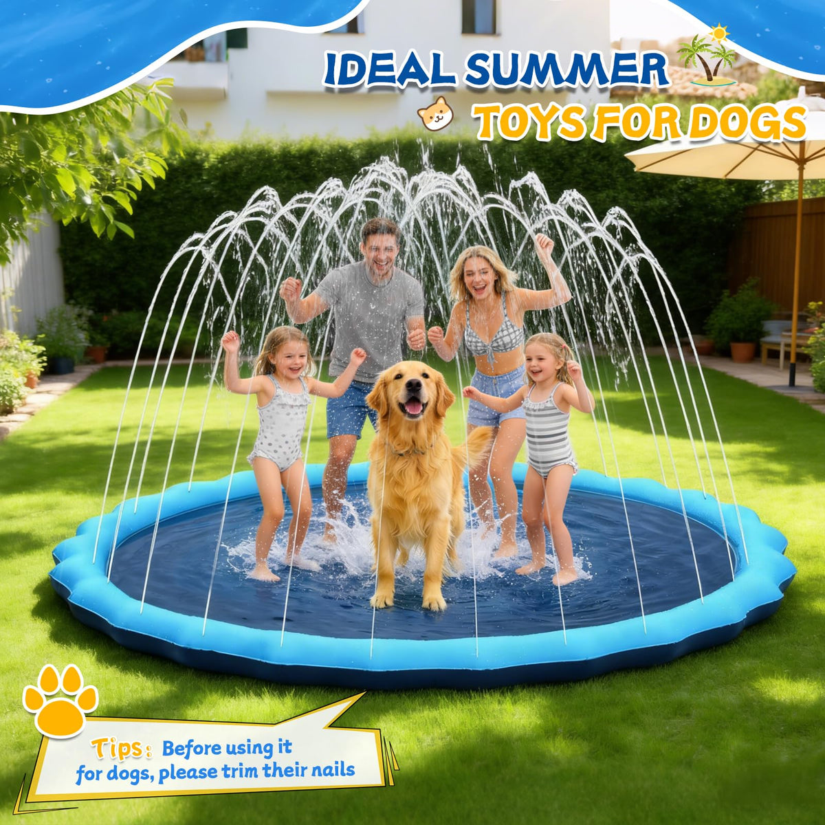 Giveuplay 107inch splash pad: easy hose connection for quick setup.