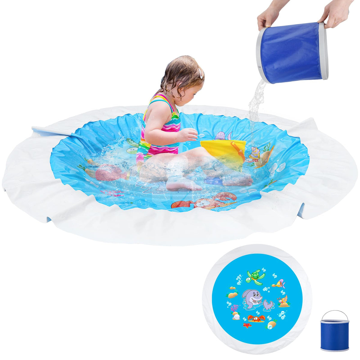 Giveuplay seven-point-two-foot square beach pool for safe toddler water play
