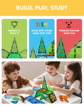 Givzan magnetic tiles connect with a satisfying click for quick 3D builds and projects.