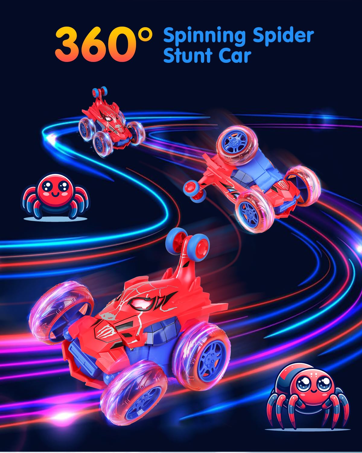 Givzan Spider RC Car performing a 360° flip during playtime