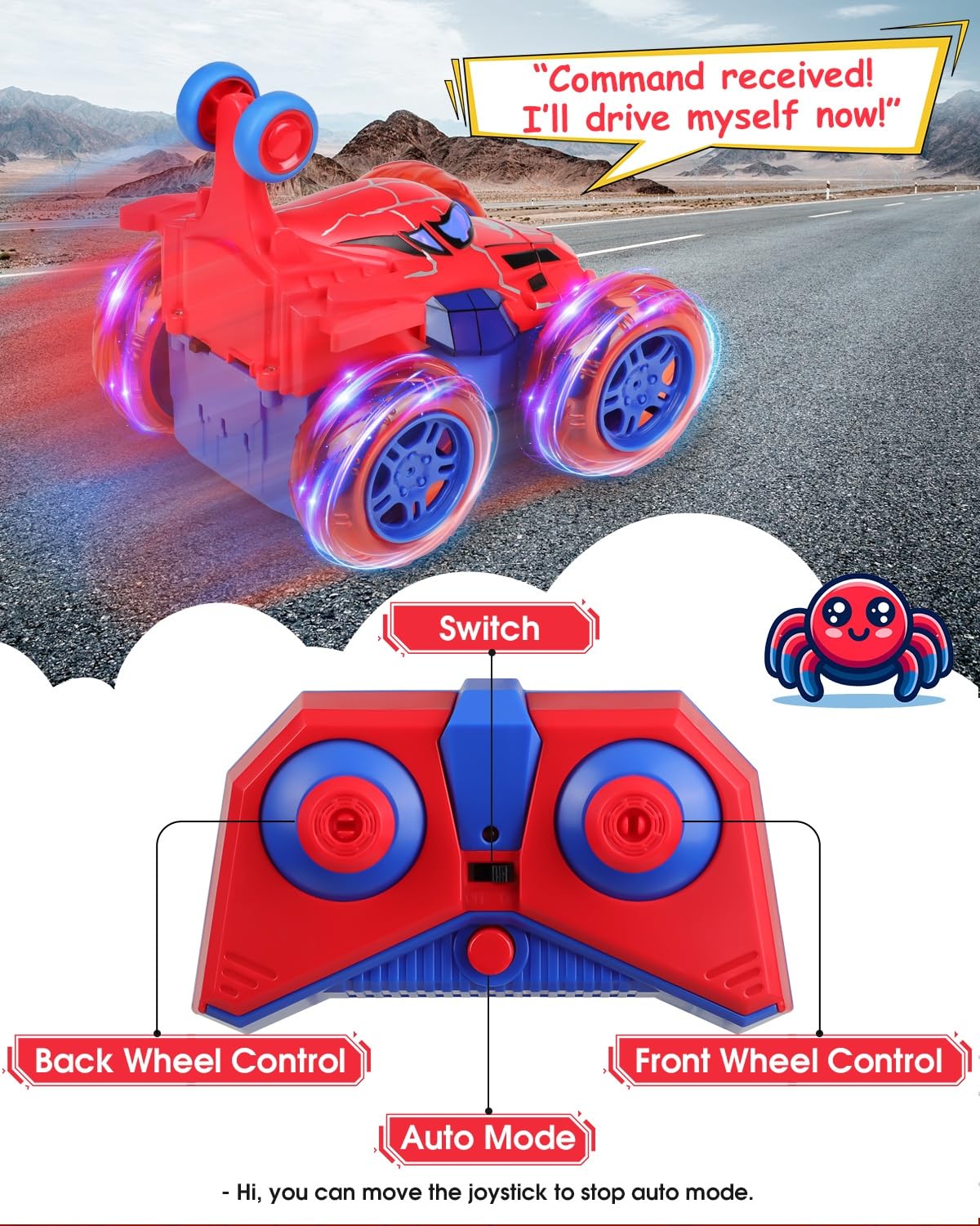 Givzan Spider RC Car 4WD driving across varied terrain outdoors