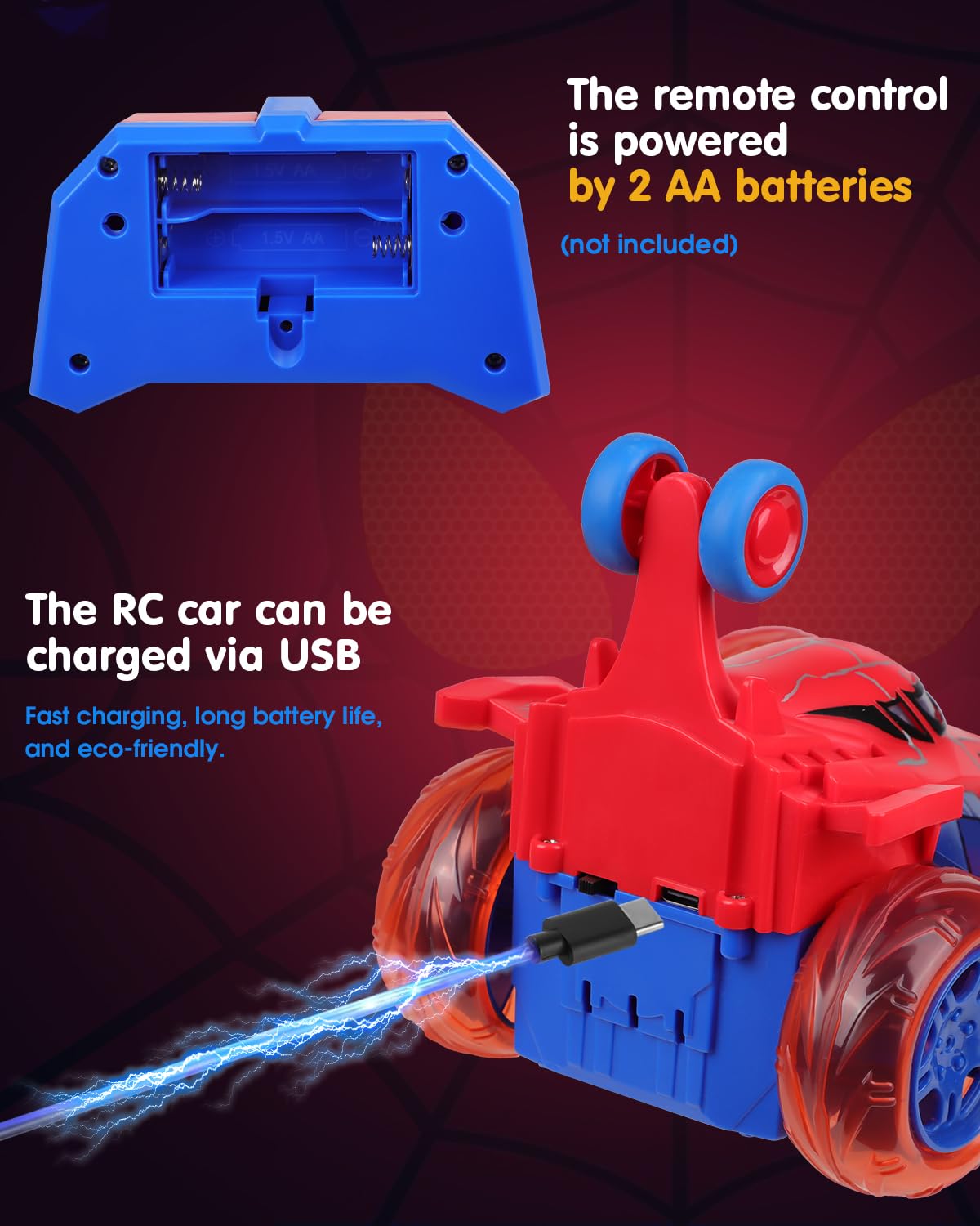 Givzan Spider RC Car rechargeable battery enabling long play sessions