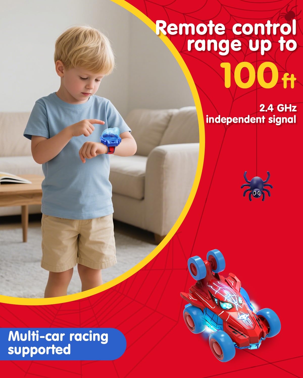 Givzan Spider Toy LED lights enhance nighttime racing and visibility.