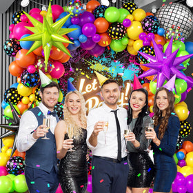 GIZIUXNE neon balloon arch with purple balloons for bold retro vibes