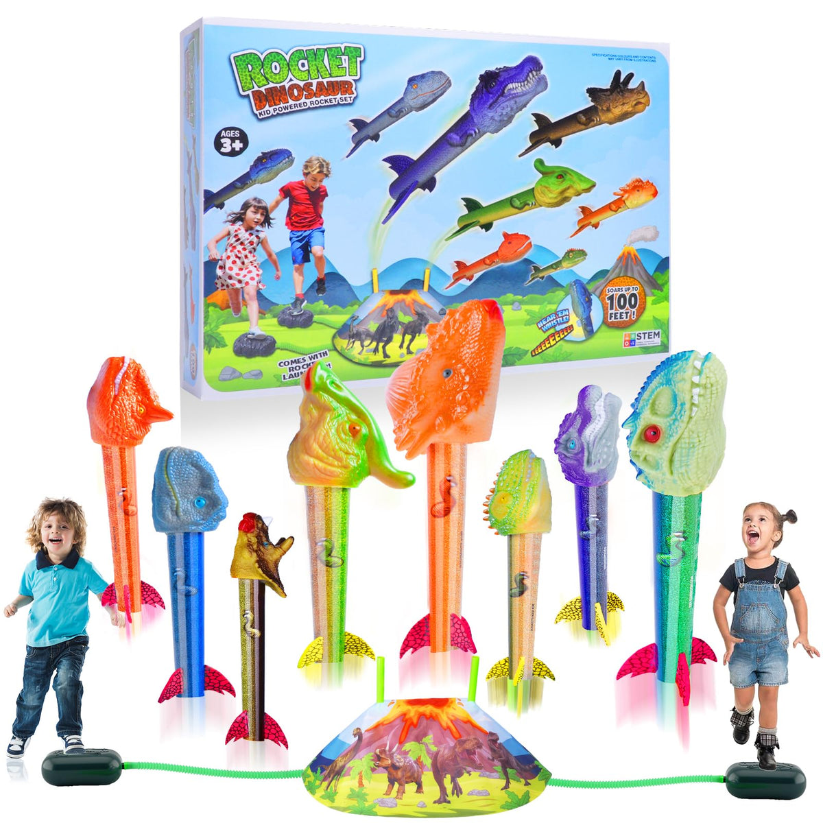 Gizzjoy dinosaur rocket launcher being assembled for outdoor play