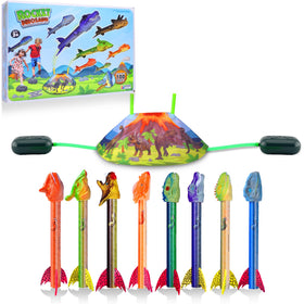 Gizzjoy dinosaur launcher in action against a sunny sky