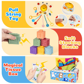 GJOF2YK tissue box toy with crinkle papers promotes focus and exploration.
