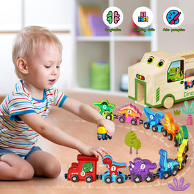 GJZZ magnetic dinosaur train cars promote magnetic play and storytelling.