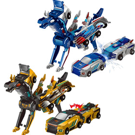 Gkiozu magnetic dinosaur car crash action showcases quick transformation and hands-on play.