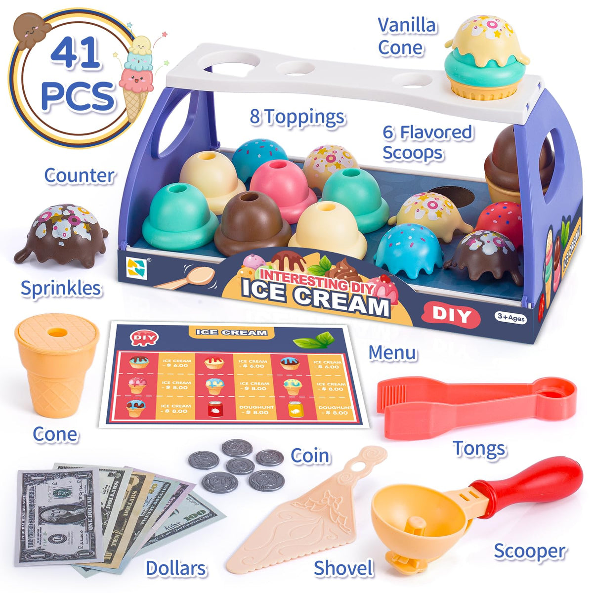 GKKBSJ ice cream scoops for creative flavor crafting and fine motor practice.