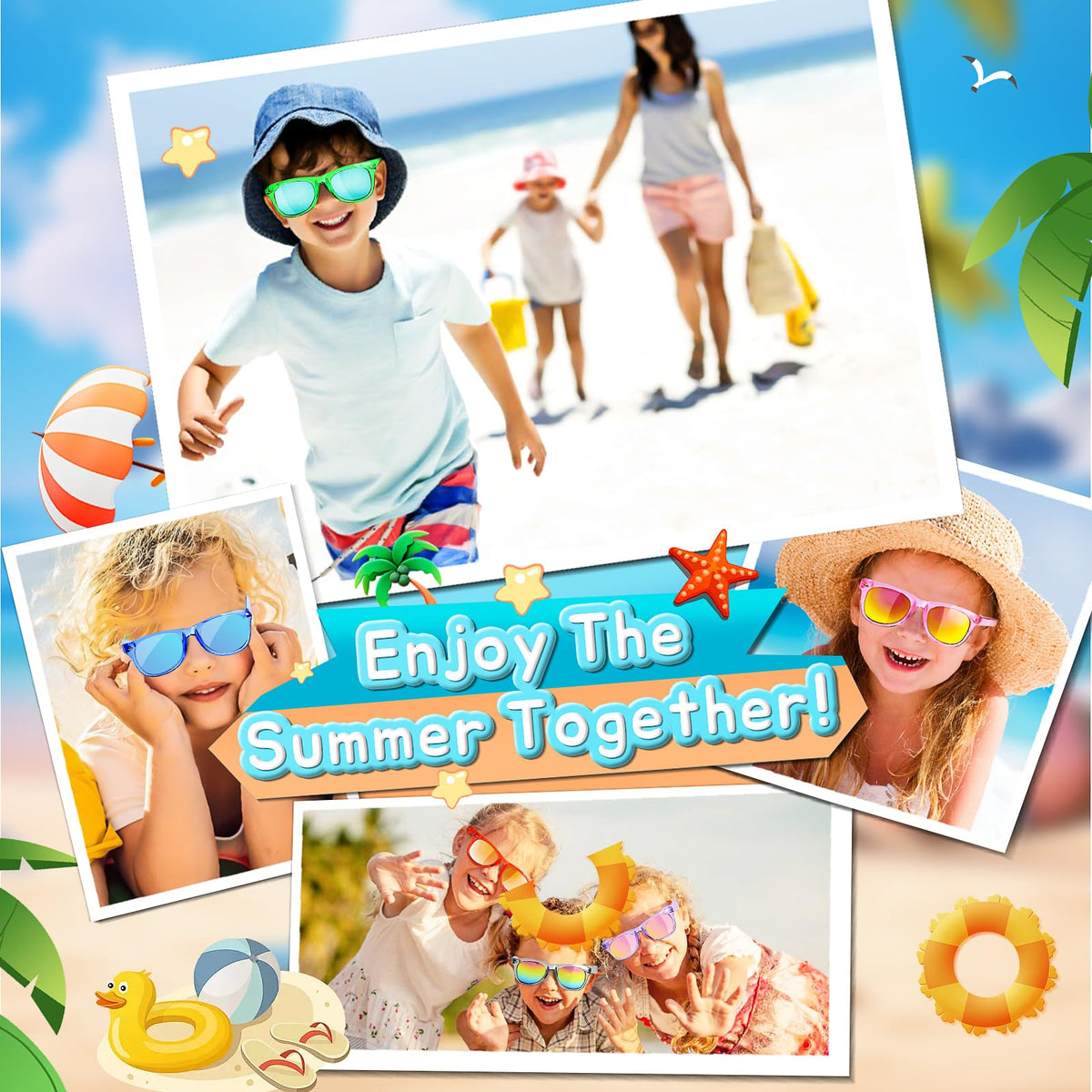 GKTZ kids sunglasses size view shows a secure fit for ages 3 to 8.