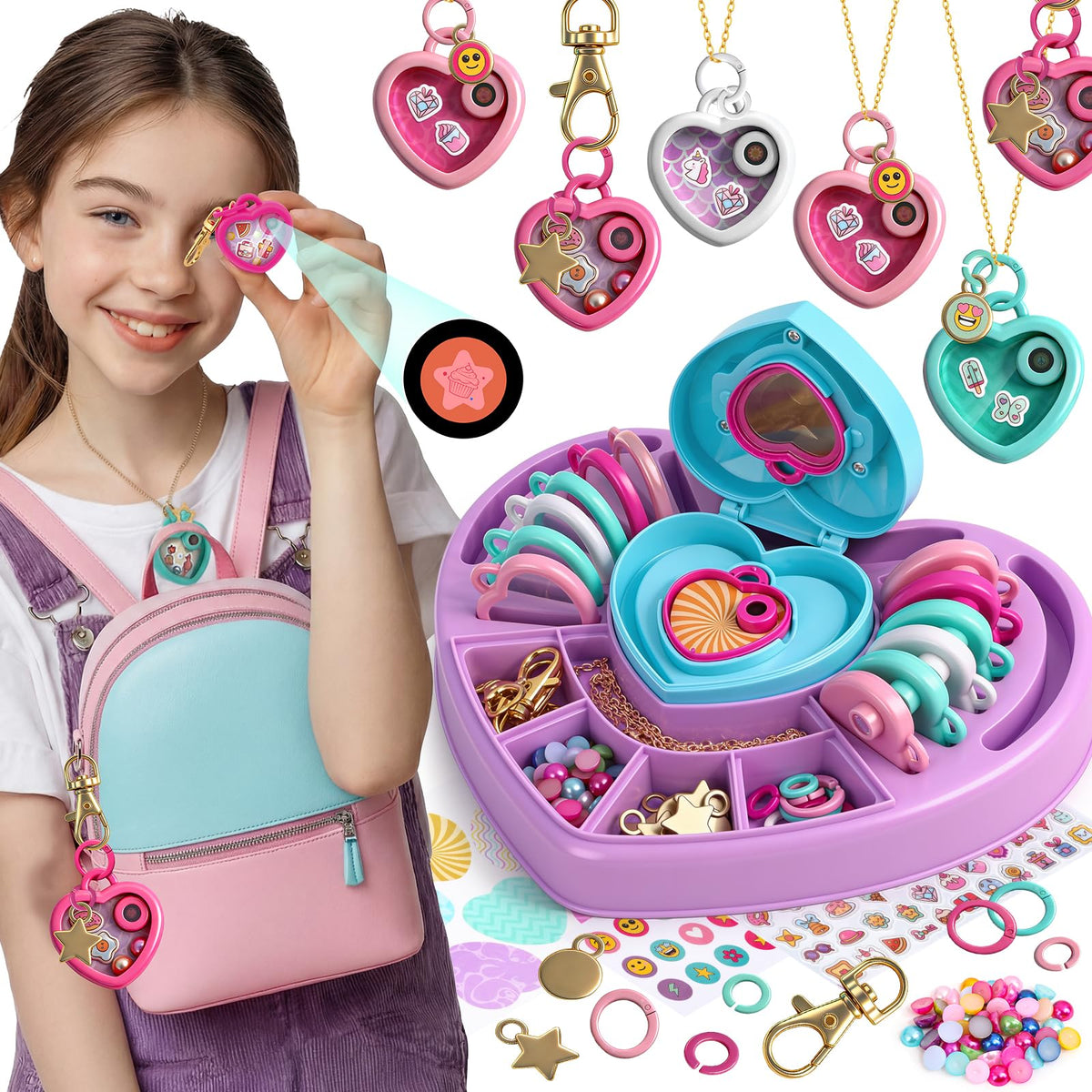 GlamLoops heart locket kit with Zoom Beads close-up; spark creativity