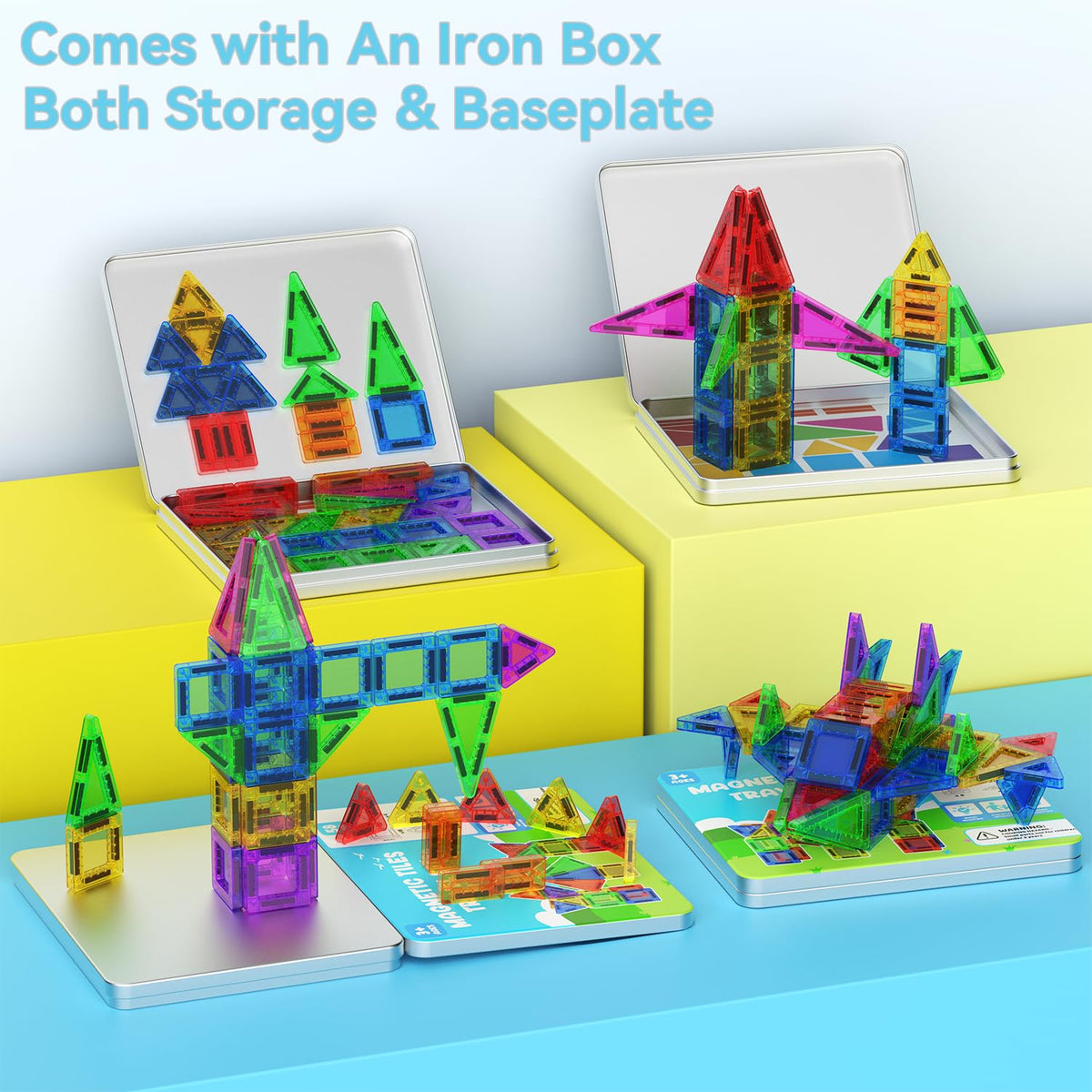 GleamJoy tiles side view highlights sturdy metal box and compact design.