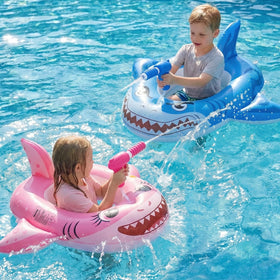 Gleamkid pirate ship pool float with water gun—durable and fun.