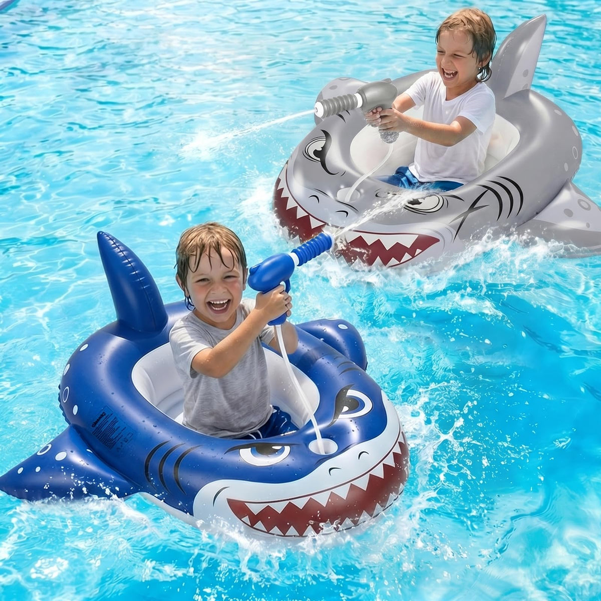 Gleamkid pirate ship pool float with water gun for kids ages 4-8.