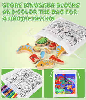 GLEEHAPY storage bag with dinosaur art and markers keeps play organized.