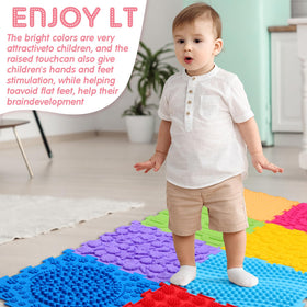 GlikCeil textured mats provide safe tactile stimulation through raised patterns for curious hands and feet.