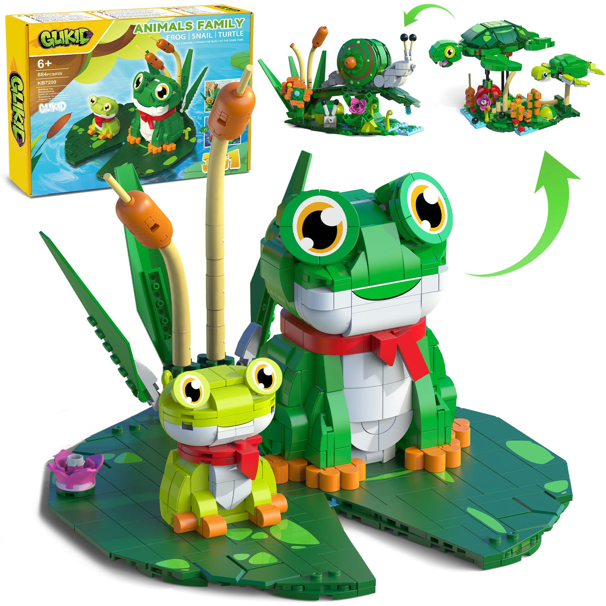 Glikid 3-in-1 frog family on lily pads for imaginative play