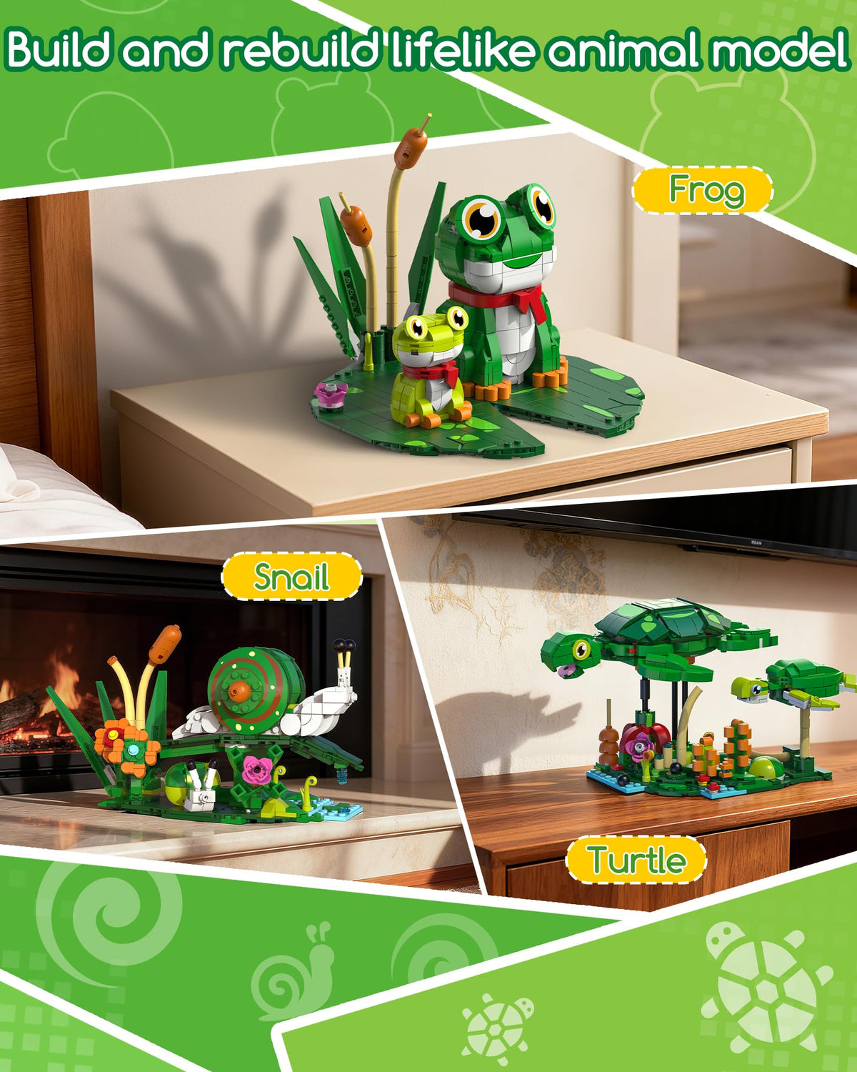 Glikid 3-in-1 turtles among sea plants with movable parts