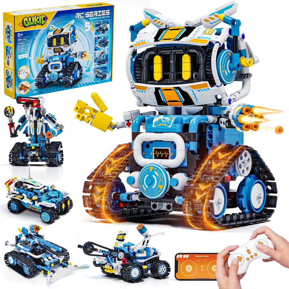Glikid 5-in-1 STEM kit model building in action, engaging kids