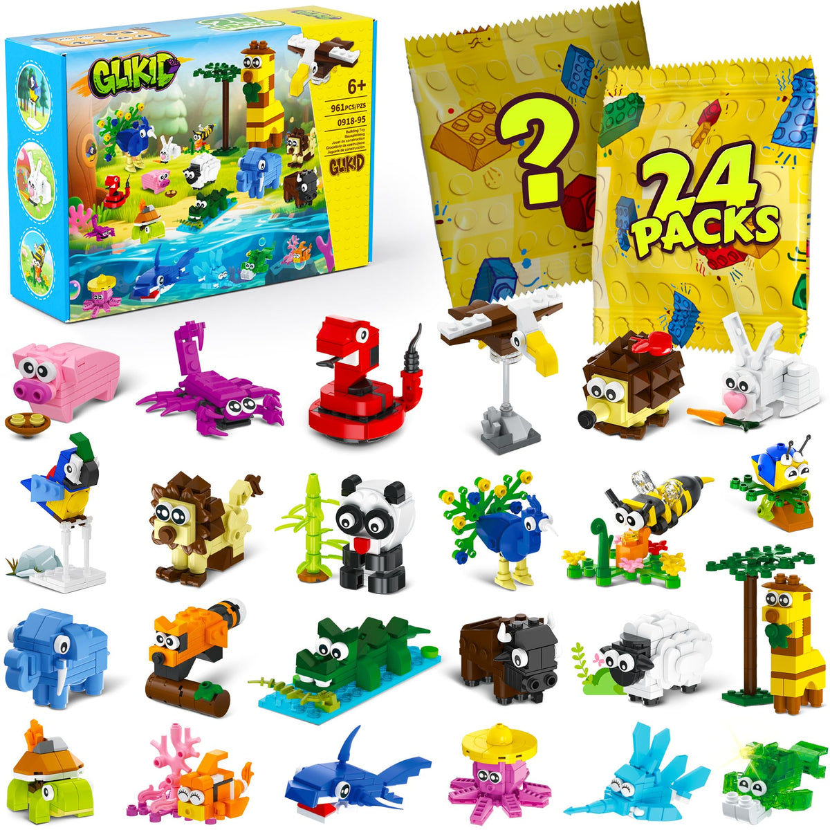 Glikid mini animal building blocks blind bags pack 01 showing surprise-ready party favors