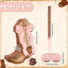 Glimin Bow Cowgirls pinata side view shows pink brown theme