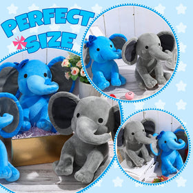 Glimin packaging with care notes for grey elephant plush toys