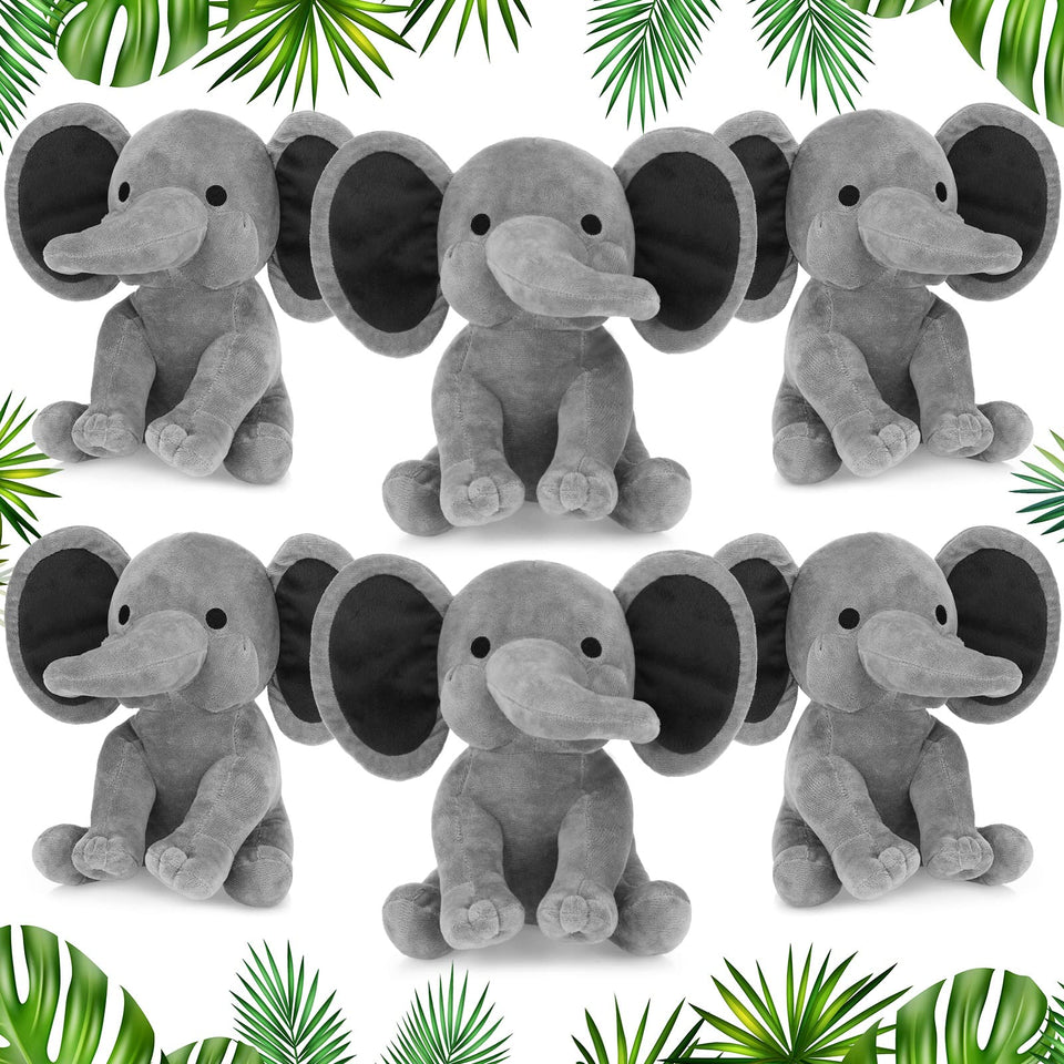 Glimin grey elephant stuffed toy six-pack for cozy home decor