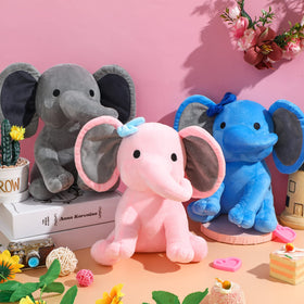 Glimin grey elephant plush for stress-relief-friendly play at home