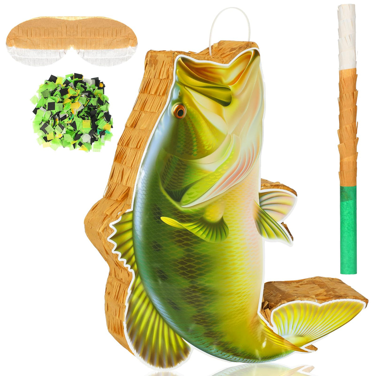 Glimin fish pinata sea bass ready as a lively birthday party centerpiece.
