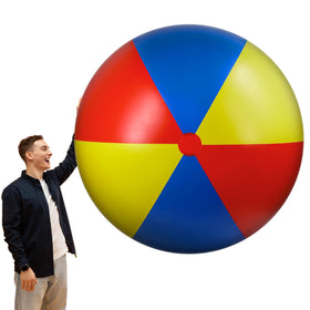 Glimin 60-inch rainbow giant beach ball close-up, ideal for pool parties and events