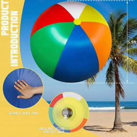Glimin giant rainbow ball with durable welded seams for lasting play.