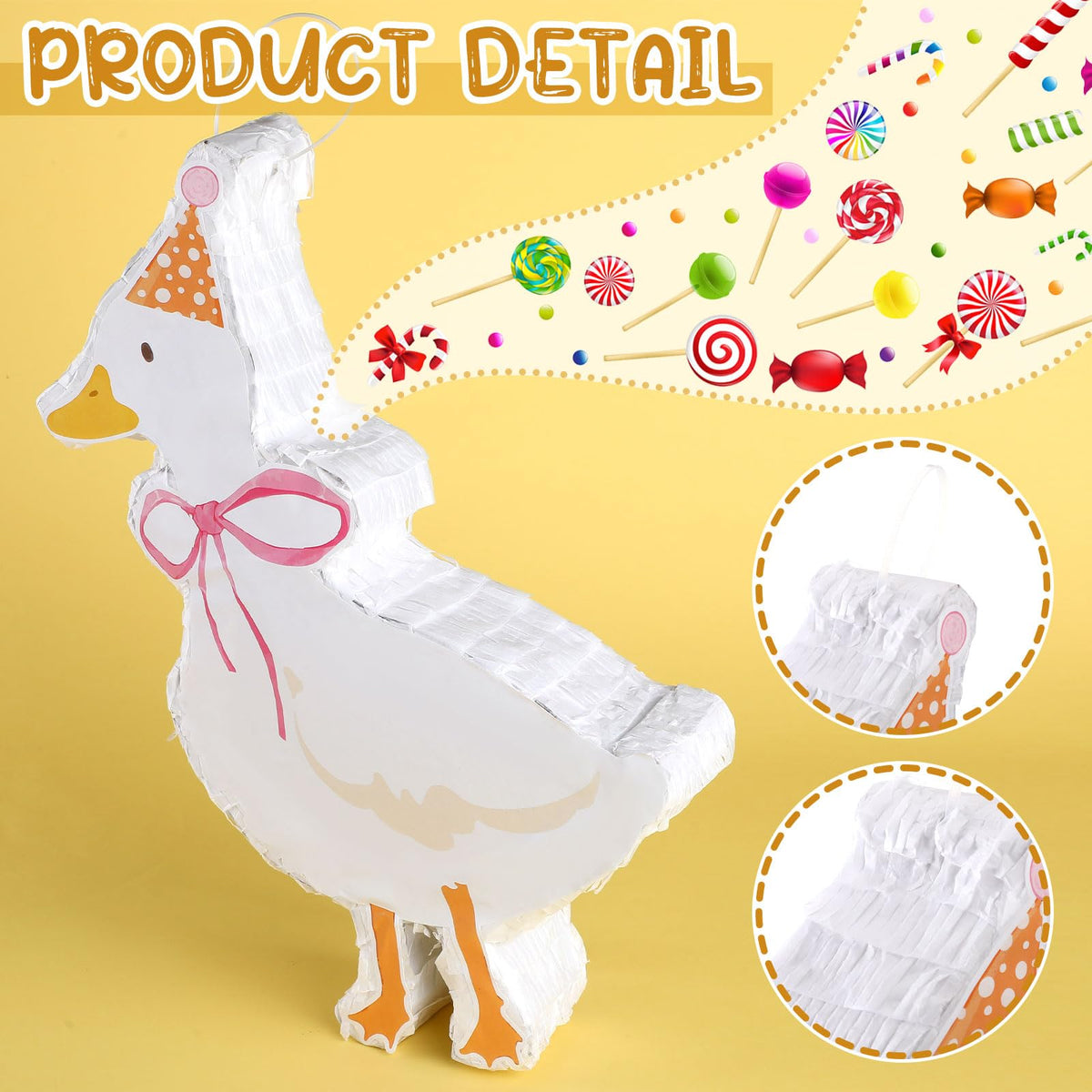 Glimin One Silly Goose pinata with stick ready for interactive party fun.