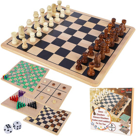 Glintoper 5-in-1 wooden board top view for compact family play