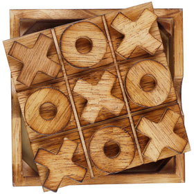 Glintoper rustic coffee table decor with game set.